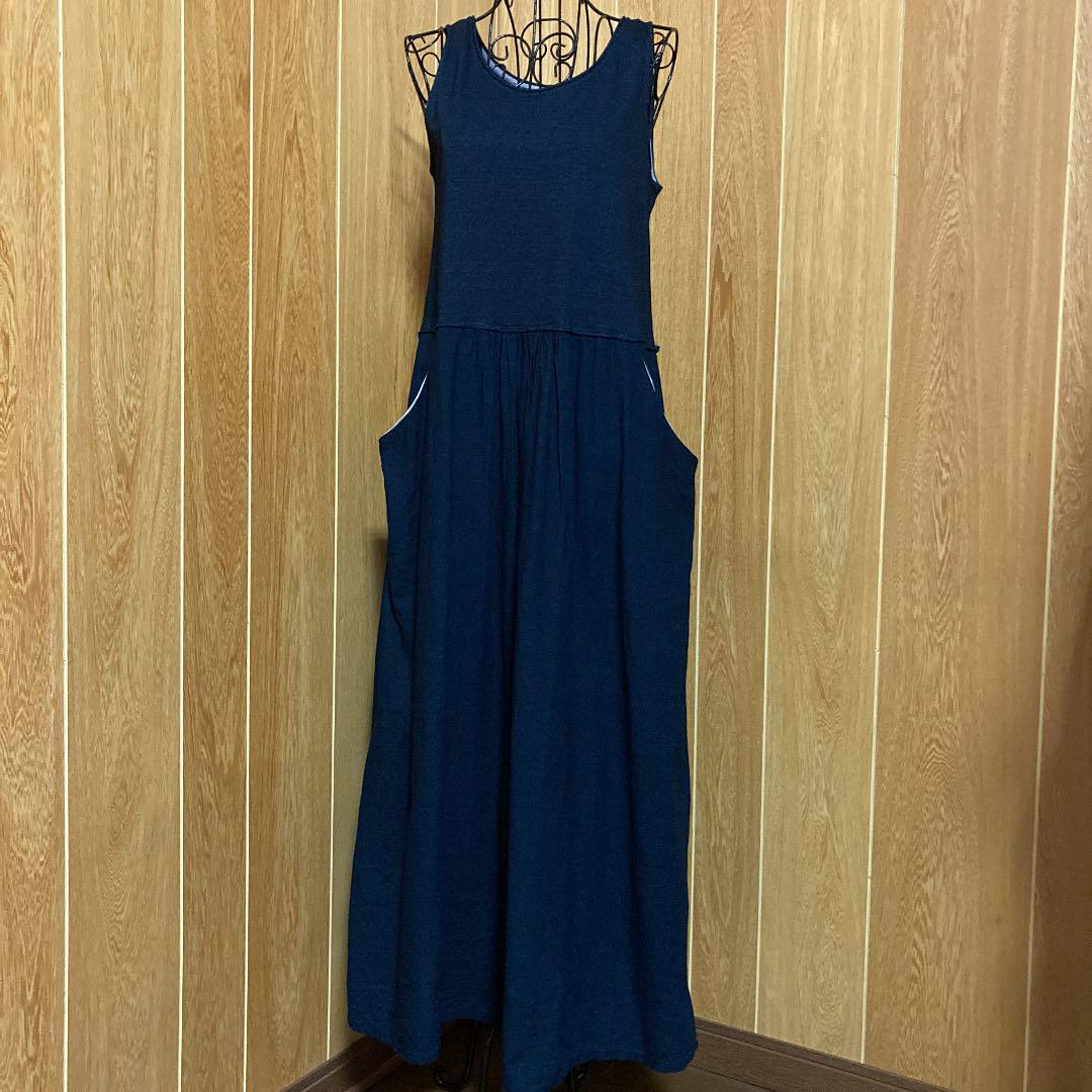 美品 ノースリーブワンピース 藍染 daF90-m88187097367 パラスパレス インディゴ染 大人気低価