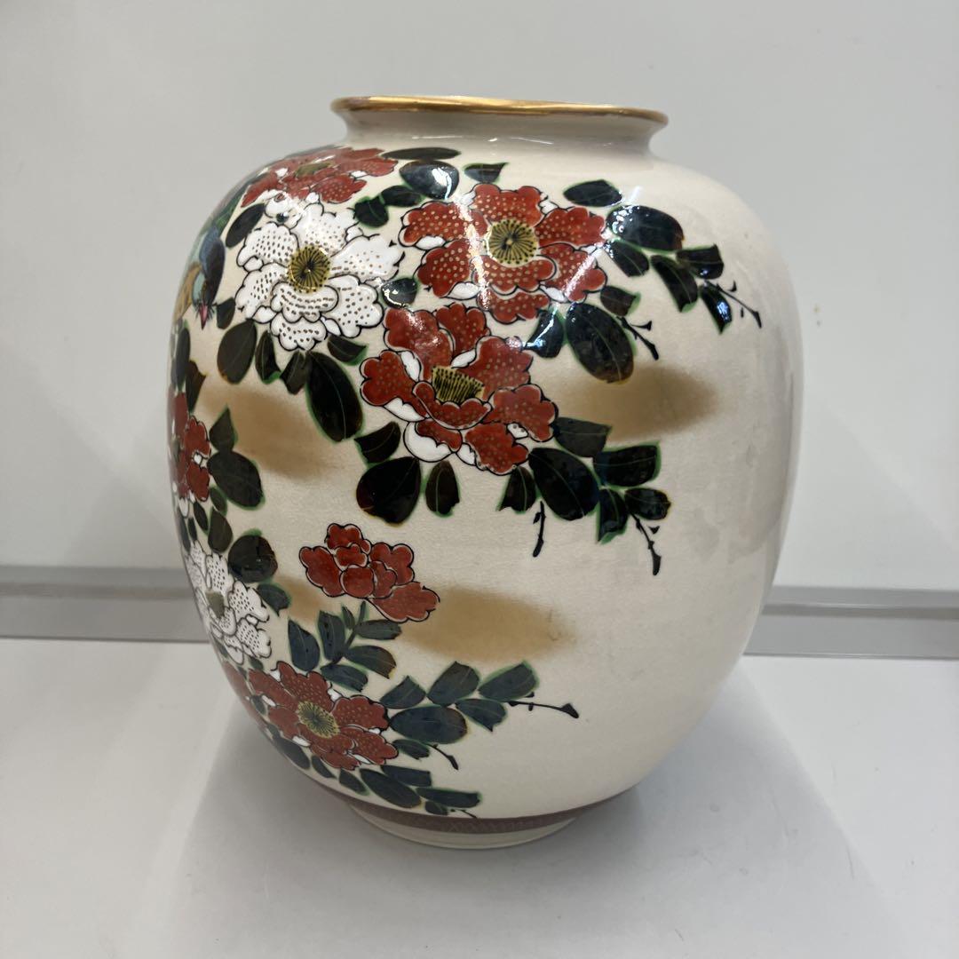 昭和レトロ 九谷焼 花柄 鳥柄 花瓶 花瓶 花器 華道 フラワーベース