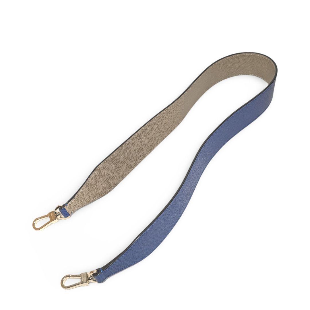【新品同様】Valextra レザー ストラップ バイカラー　ブルー、ベージュ