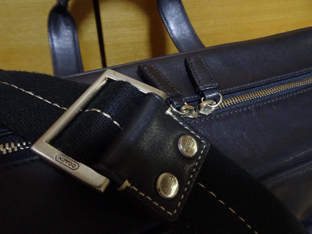 美品COACHコーチ2Wayレザービジネスバッグブラック黒N-E04S-5754