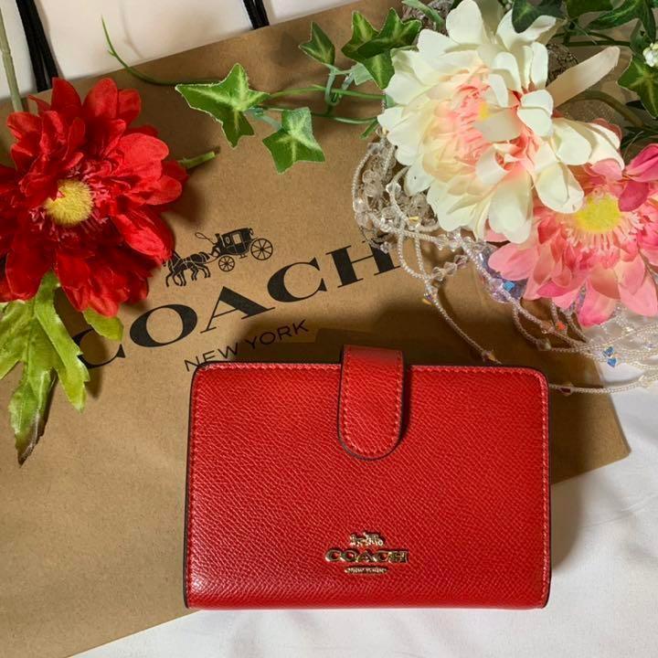 都内で COACH コーチ レッド シンプル 二つ折り財布 折り財布 ...