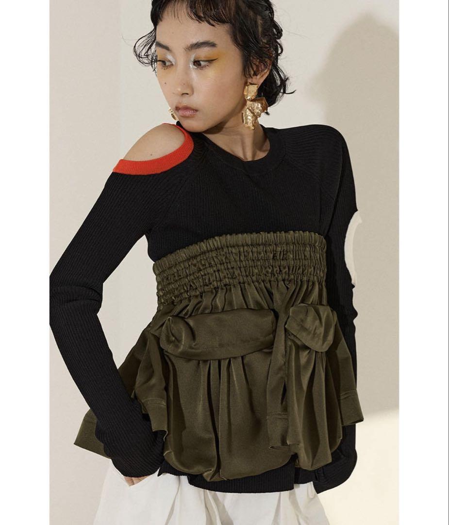 OMMO⭐︎GATHER POCKET BARE TOPギャザーポケットベアトップ