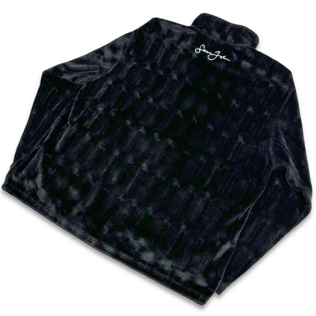 90s 当時物 SEAN JOHN ベロア素材 トラック ジャケット 黒 XL