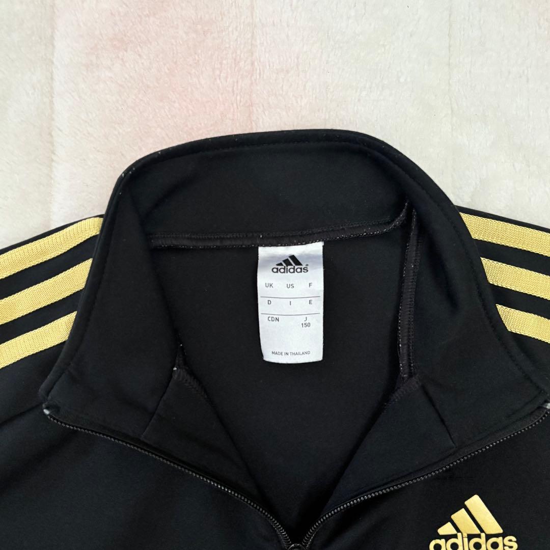 adidas ジップアップジャージ トラックジャケットブラックゴールド