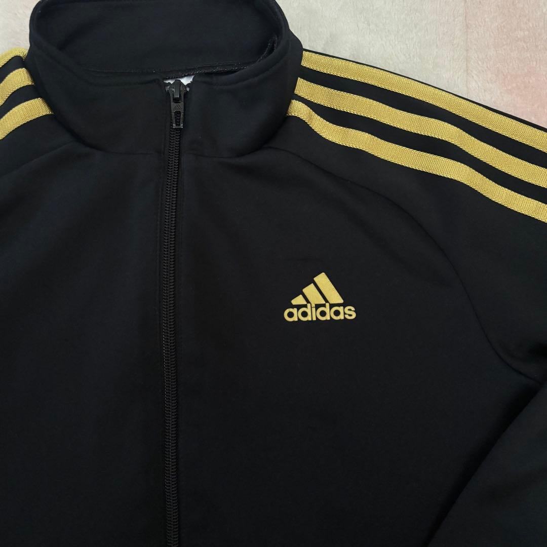 adidas ジップアップジャージ トラックジャケットブラックゴールド