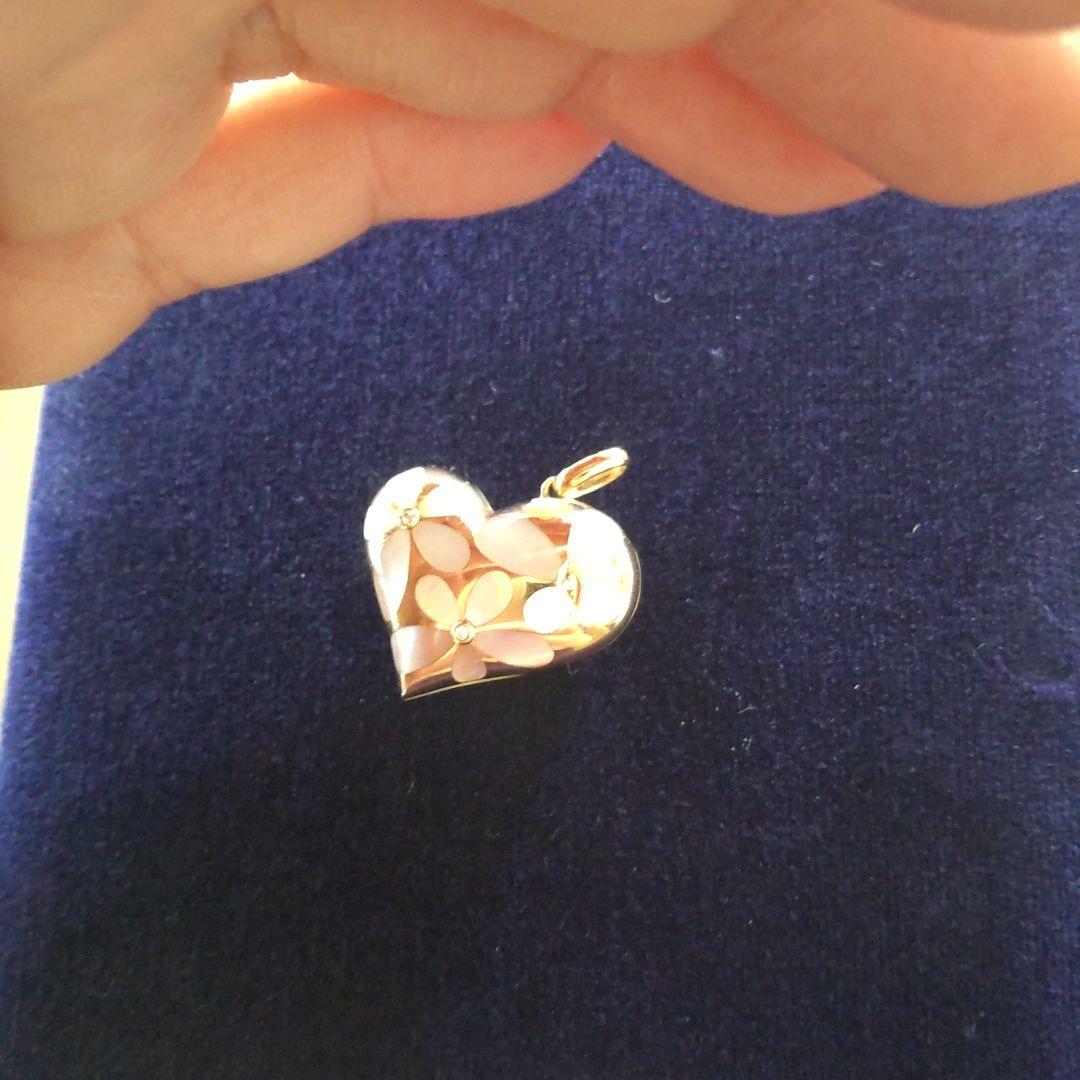 k18　シェル　ダイヤモンドネックレストップ　ピンク・ホワイト・イエロー花シェル