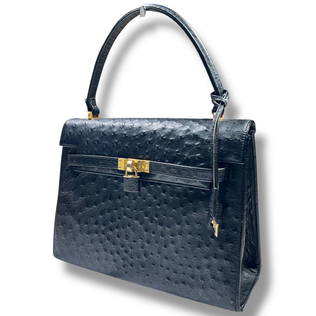 美品】Gianni Rosetti ハンドバッグ オーストリッチ型押し