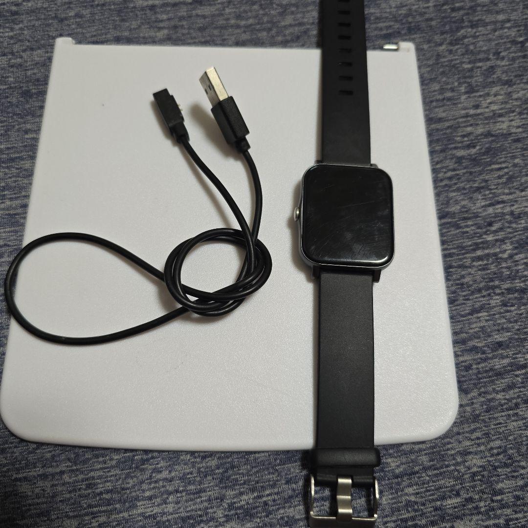 GT52 ブラック スマートウォッチ 充電ケーブル付き