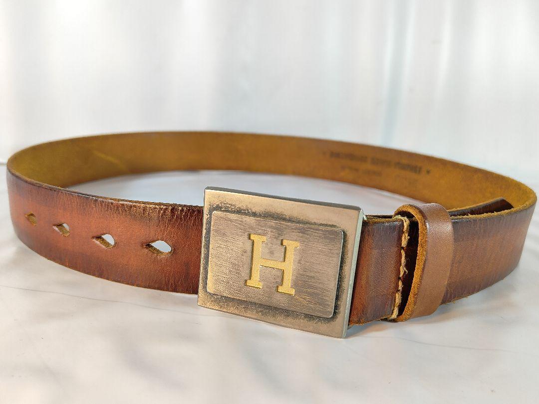 【良品】HRM ハリウッドランチマーケット　高級レザーベルト　本革/真鍮/正規品