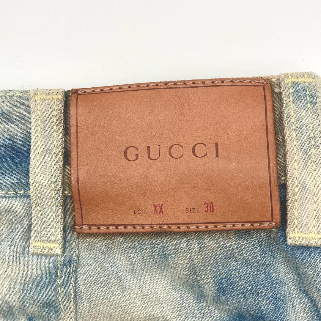 店内商品がすべてレジにて半額！！ GUCCI 極美品✨ ショートパンツ レザー ヴィンテージ加工デニム パンツ