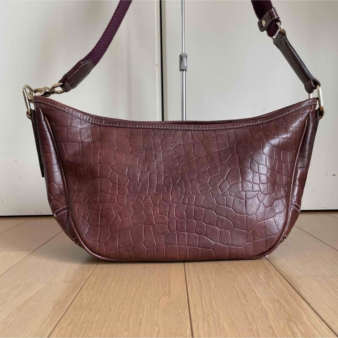 アニアリ Aniary レザーショルダーバッグ Sダークブラウン クロコ型押しaniary