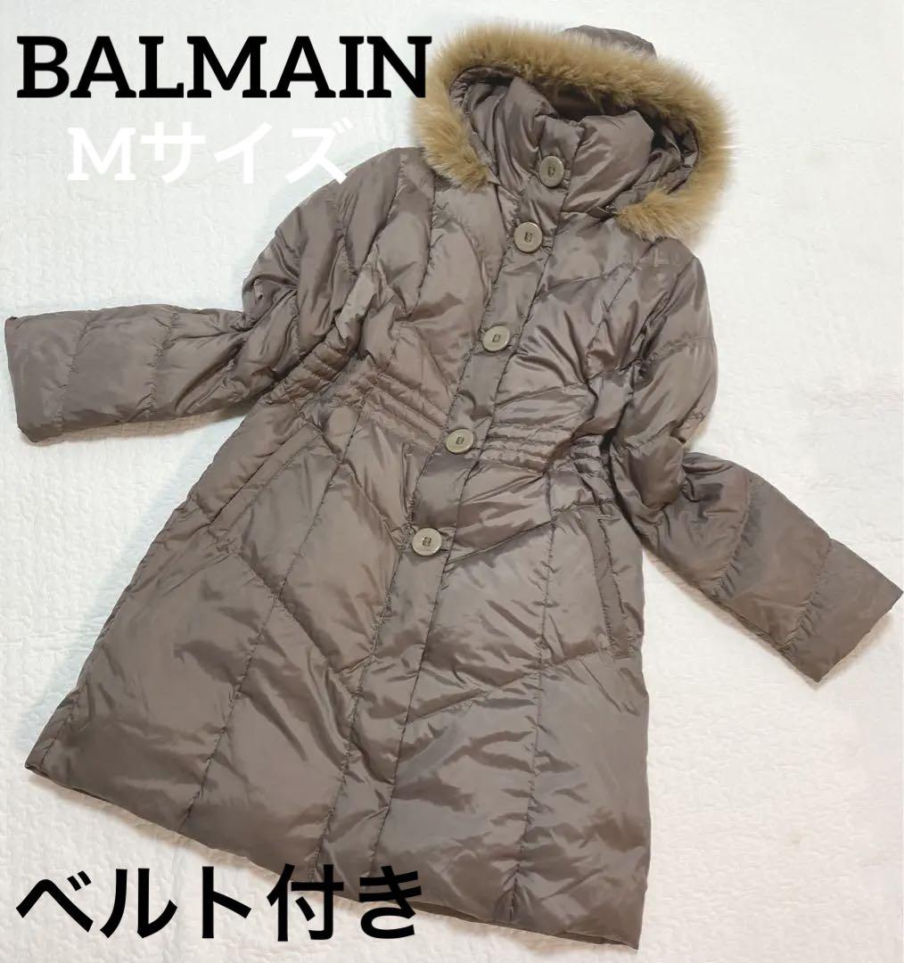 BALMAIN M ベルト付き 肉厚ロングダウン 4way フォックスファー 特别