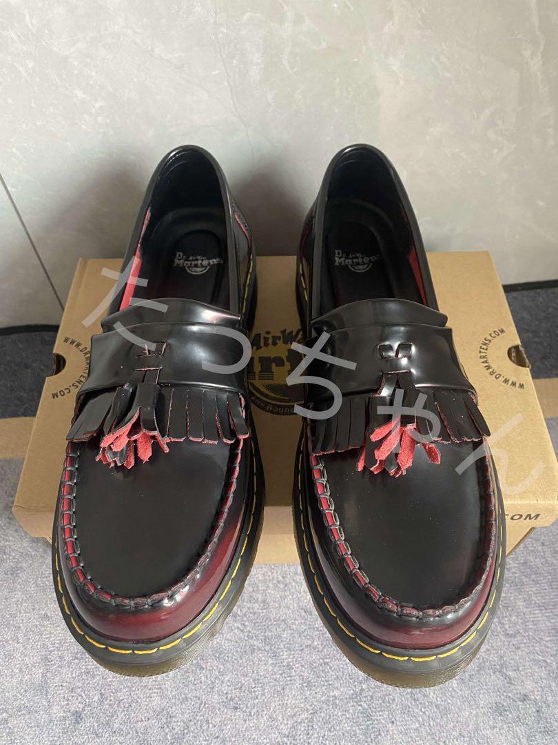 Dr. Martens フリンジ付きローファー 黒赤 26cm