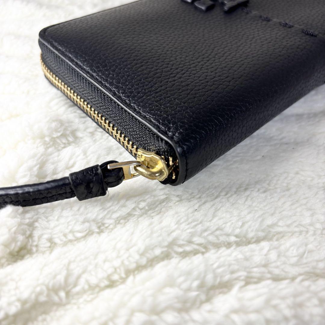 【TORY BURCH】トリーバーチ 美品 長財布 マックグロー シボ革 黒