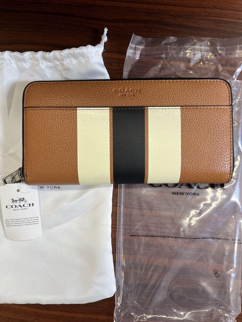 COACH 長財布 ブラウン ストライプデザイン コーチ】【COACH】ブラウン ストライプ 長財布 - メルカリ