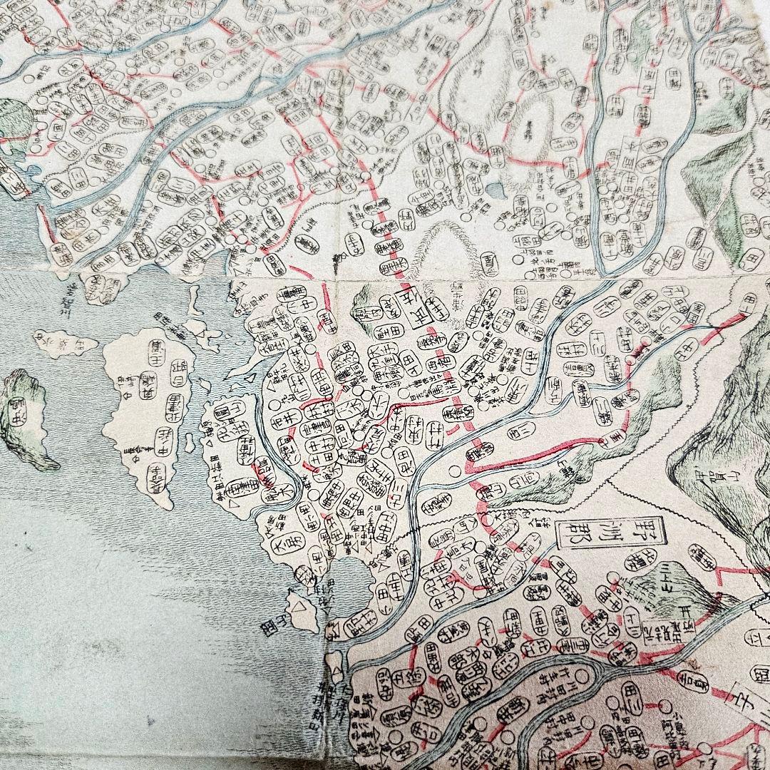 9592 古地図 『改正新刻 近江国全図 』明治5年 滋賀県 和本 古文書 資料 9592 古地図 『改正新刻 近江国全図 』明治5年 滋賀県 和本 古文書 資料