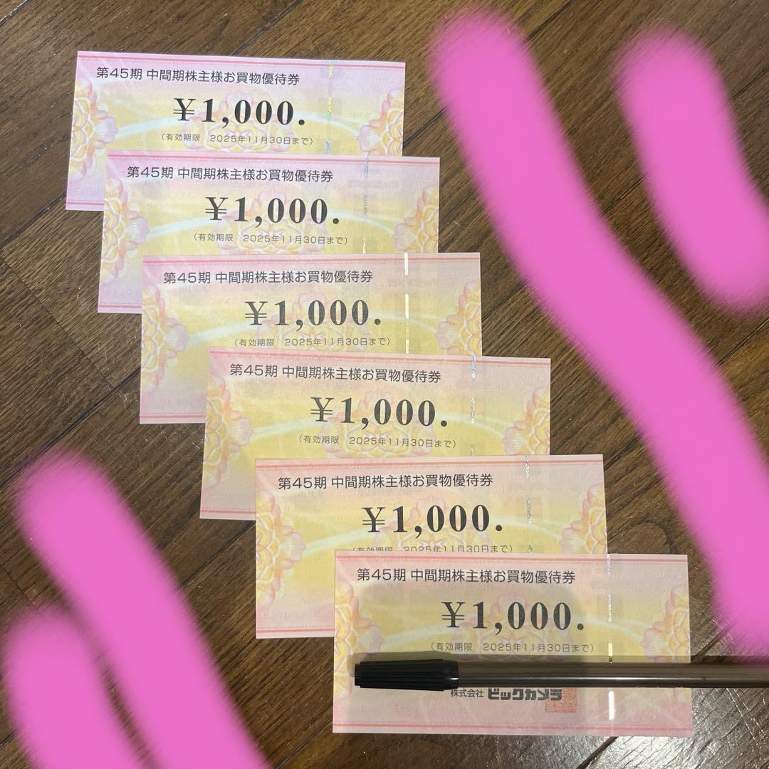 ビックカメラ株主優待6000円分