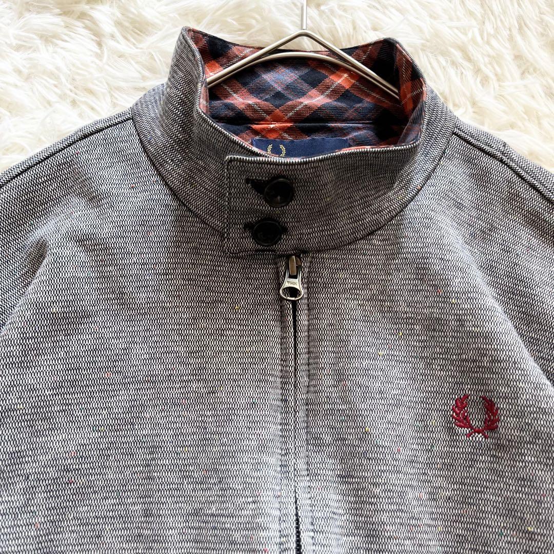 美品✨FRED PERRY　ハリントンジャケット　スウィングトップ　刺繍　グレー