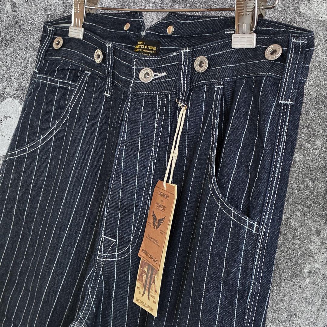 ウォバッシュ　デニム　ワイド　パンツ　ストライプ　ヒッコリー　新品未使用　XL
