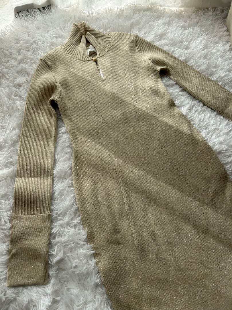 都内引取 LAGUNAMOON ラメブレンドリブニットワンピース 24年AW SIZE Lagunamoon