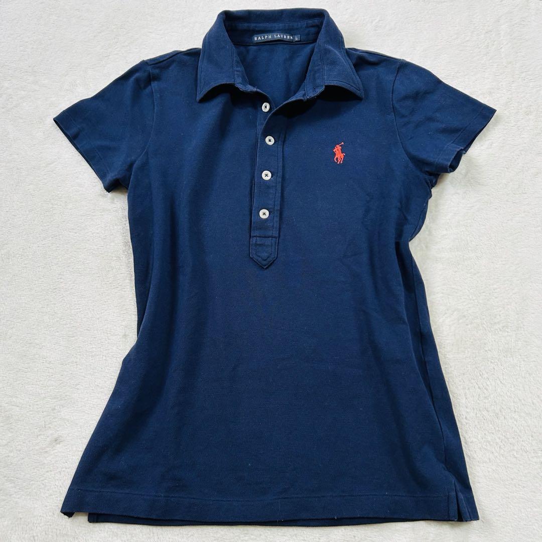 ポロラルフローレン RALPH LAUREN ポロシャツ ５つボタン 紺色 L