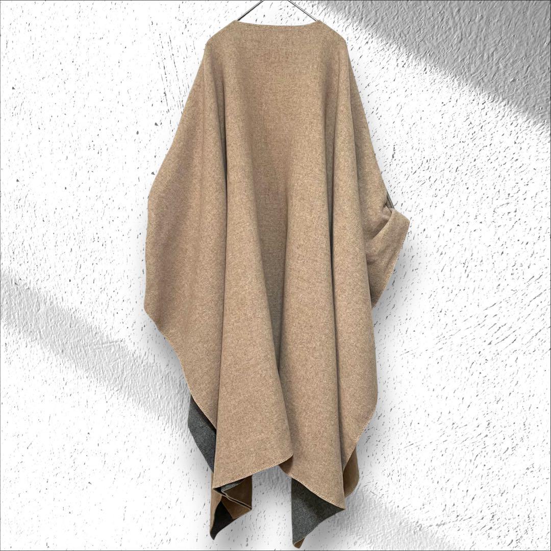 美品✨noble ノーブル　ポンチョ　ケープコート　羽織り　ウール　リバーシブル