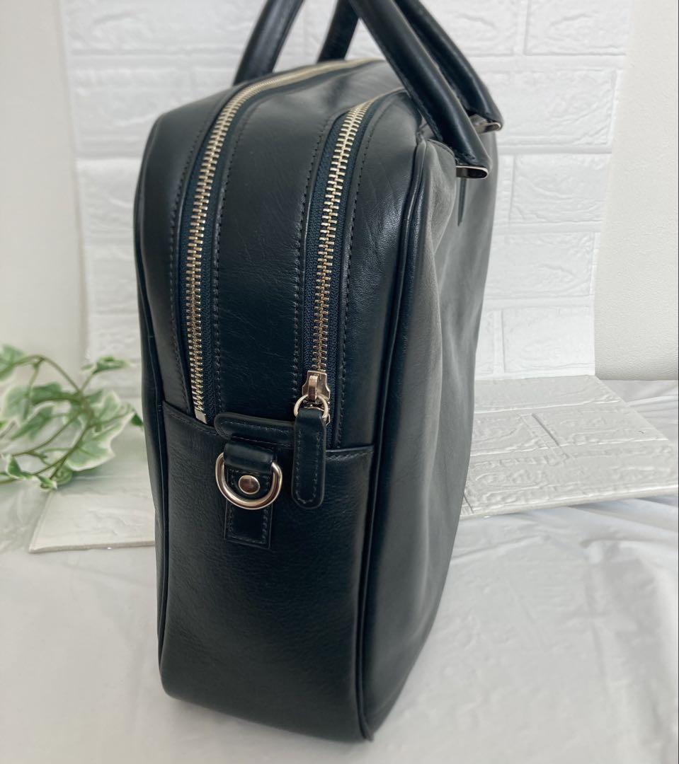 半額以下✨新品✨ビジネスレザーファクトリー ビジネスバッグ ブラックグリーン
