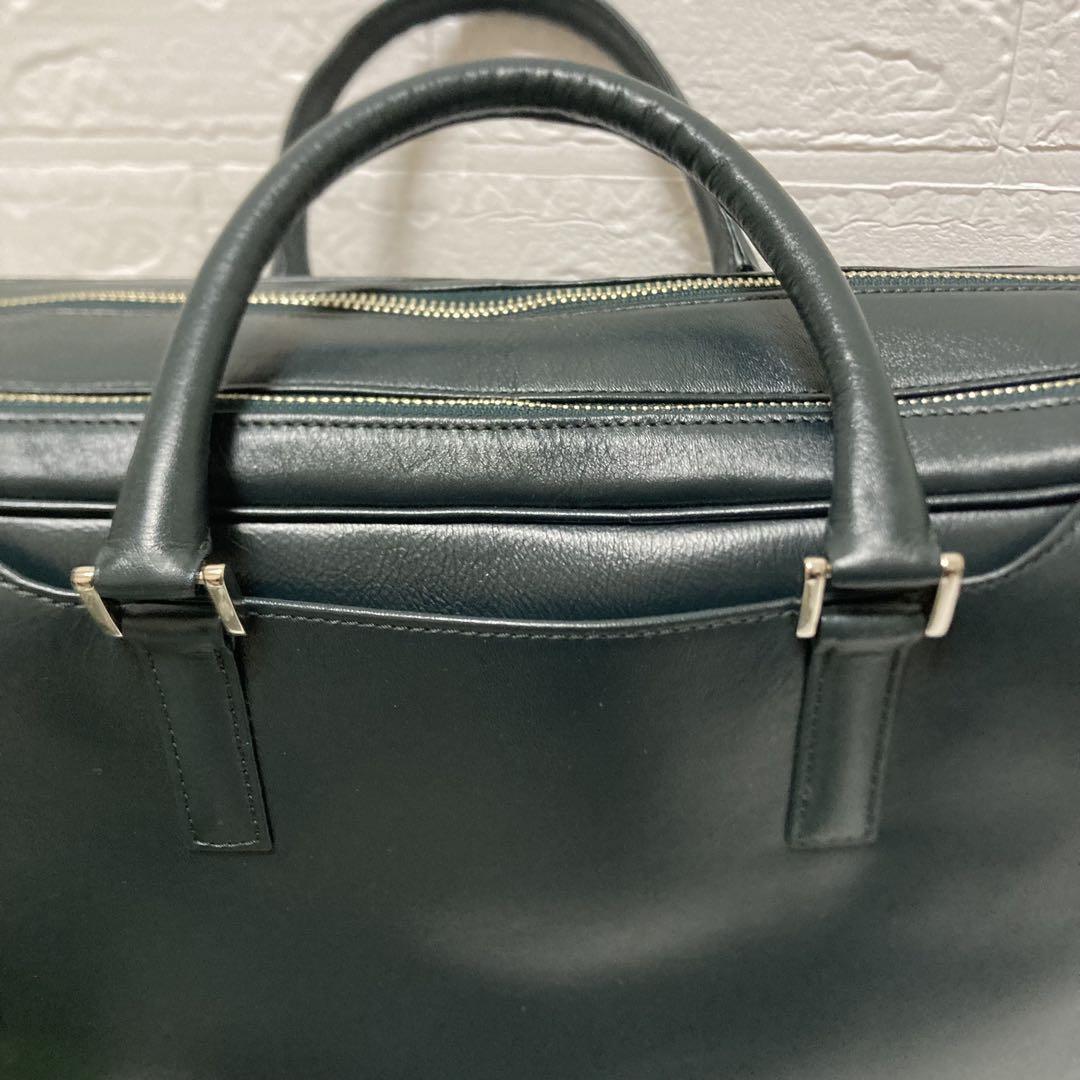 半額以下✨新品✨ビジネスレザーファクトリー ビジネスバッグ ブラックグリーン