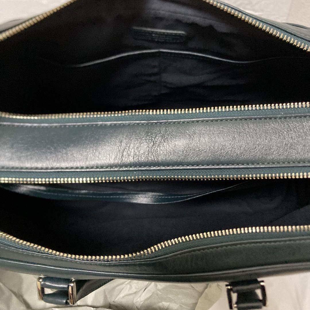 半額以下✨新品✨ビジネスレザーファクトリー ビジネスバッグ ブラックグリーン
