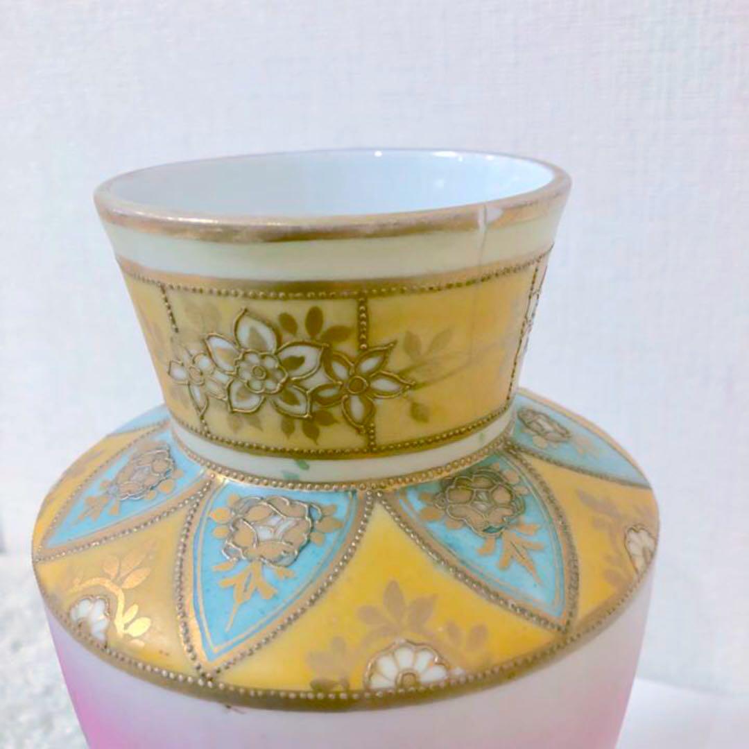 里帰りオールドノリタケM-NIPPON印つや消し湖畔ヨット金彩花瓶 里帰りオールドノリタケM-NIPPON印つや消し湖畔ヨット金彩花瓶