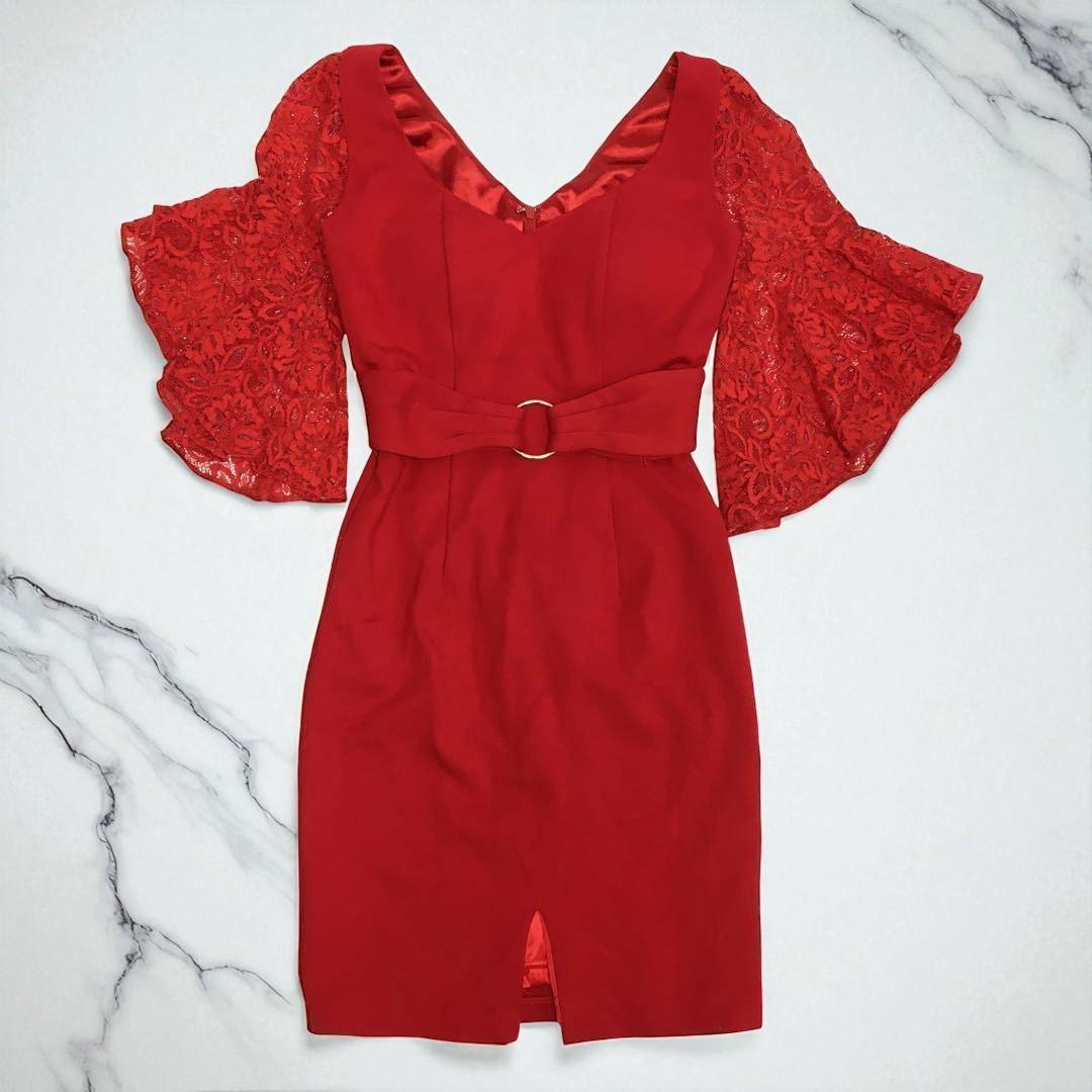 ROBE de FLEURS ローブドフルール レーススリーブ ミニドレス