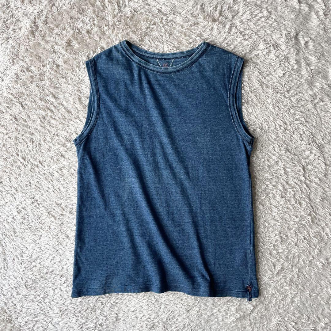 美品 45R 藍染 クルーネックノースリーブティー 3