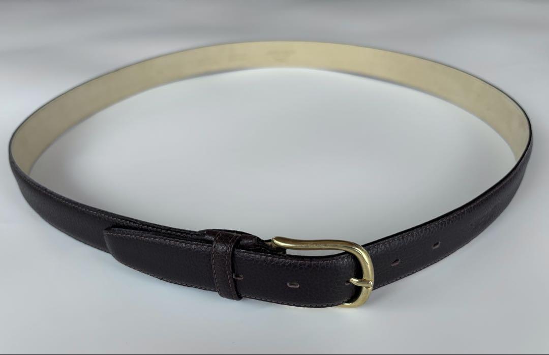 LONG CHAMP フランス製 ベルト シボ革 FREE ダークブラウン