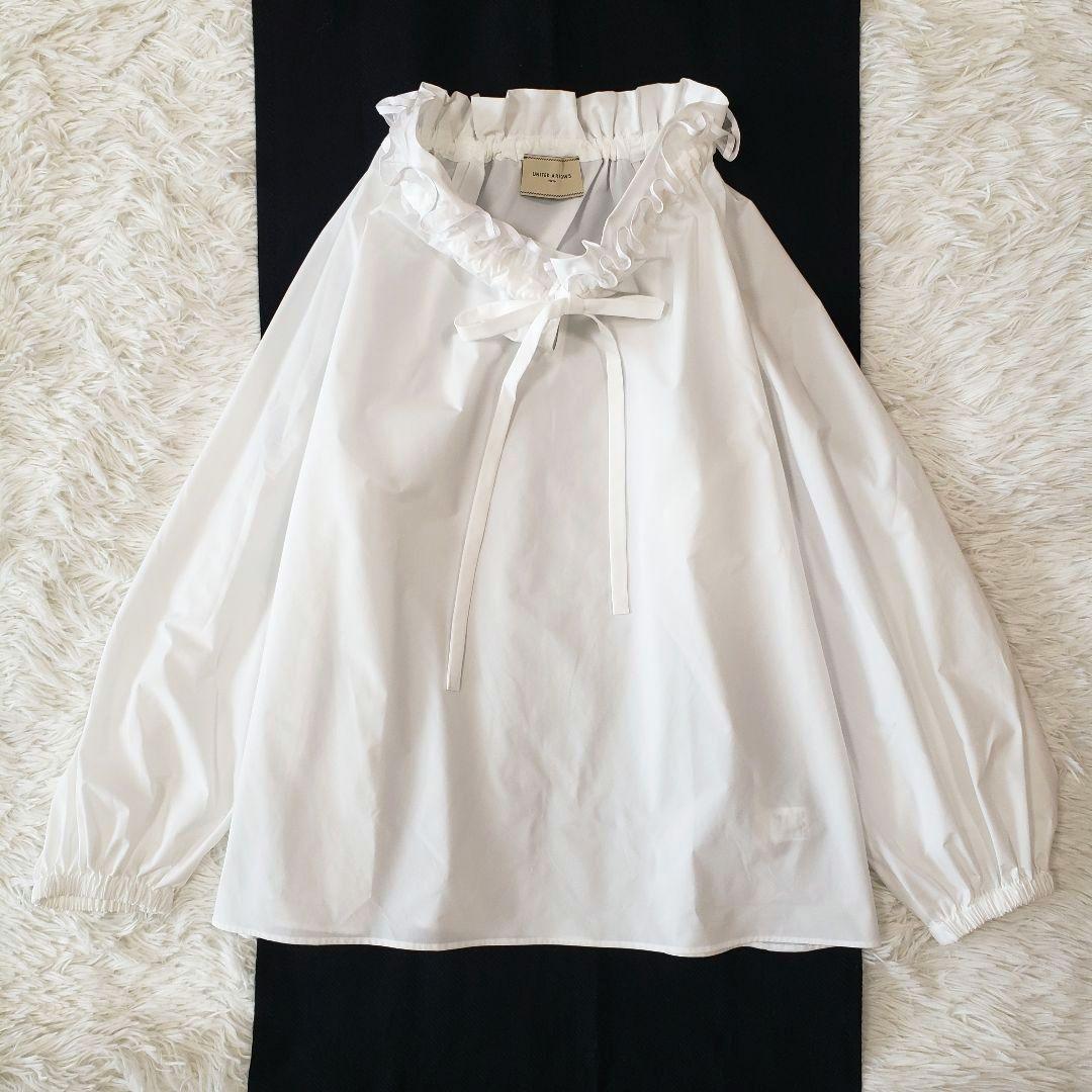 美品 23AW ユナイテッドアローズ オーガンジー フリル リボン 美品 23AW ユナイテッドアローズ オーガンジー フリル リボン