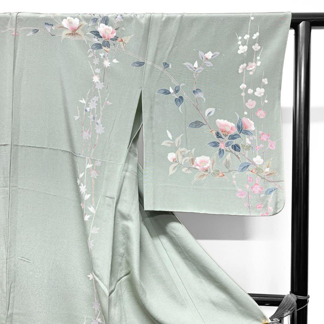 メーカー直売 - 人気ランキング 単衣 作家もの p 073w 着物 梅花 つばき 訪問着 京加賀友禅 着物・浴衣