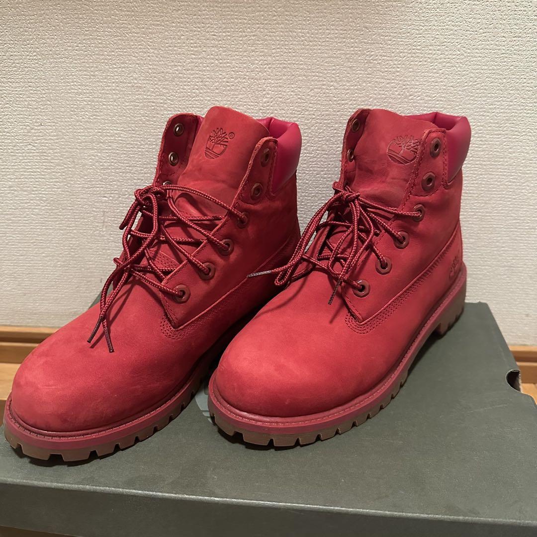 【美品】 Timberland ティンバ プレミアムブーツ 赤 23.5cm