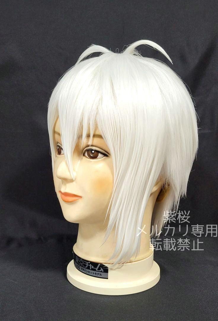 【新品/即日発送】刀剣乱舞 三日月宗近 風 白 ウィッグ セット済 コスプレ