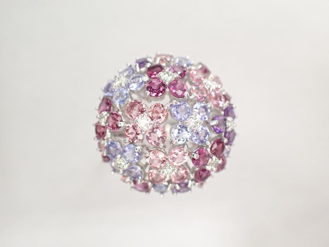 9/美品 ポンテヴェキオ K18WG カラーストーン計5.20ct リング 指輪