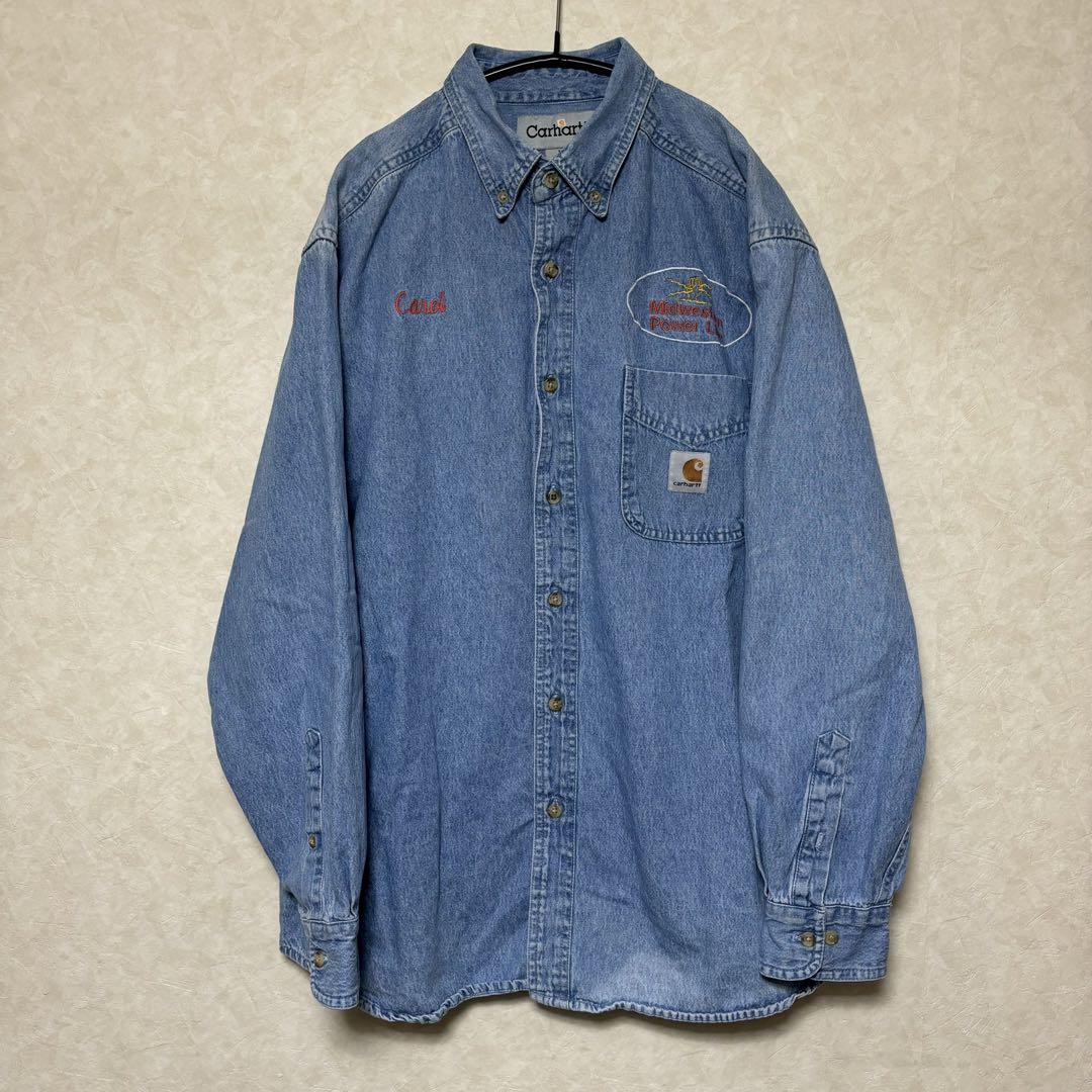 Carhartt 企業ロゴ入り　デニムシャツ　L