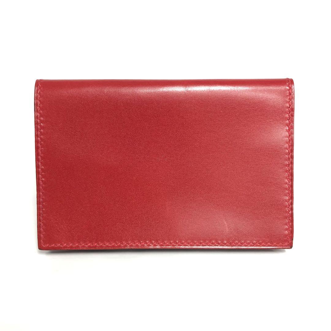 HERMES レザー名刺入れ レッド HERMES エルメス カードケース 名刺入れ レザー レッド 赤 男女