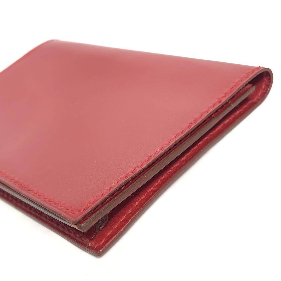HERMES レザー名刺入れ レッド HERMES エルメス カードケース 名刺入れ レザー レッド 赤 男女