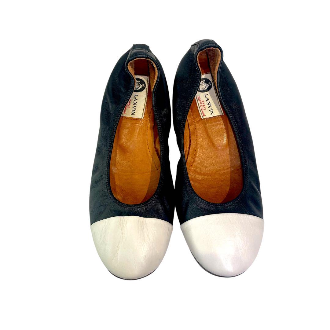 【良品】LANVIN ランバン　バレエシューズ（38）バイカラー　本革　フランス