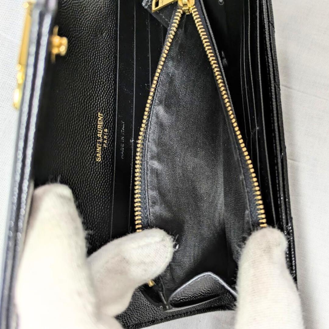 極美✨サンローラン 長財布 キャビアスキン YSL カサンドラ