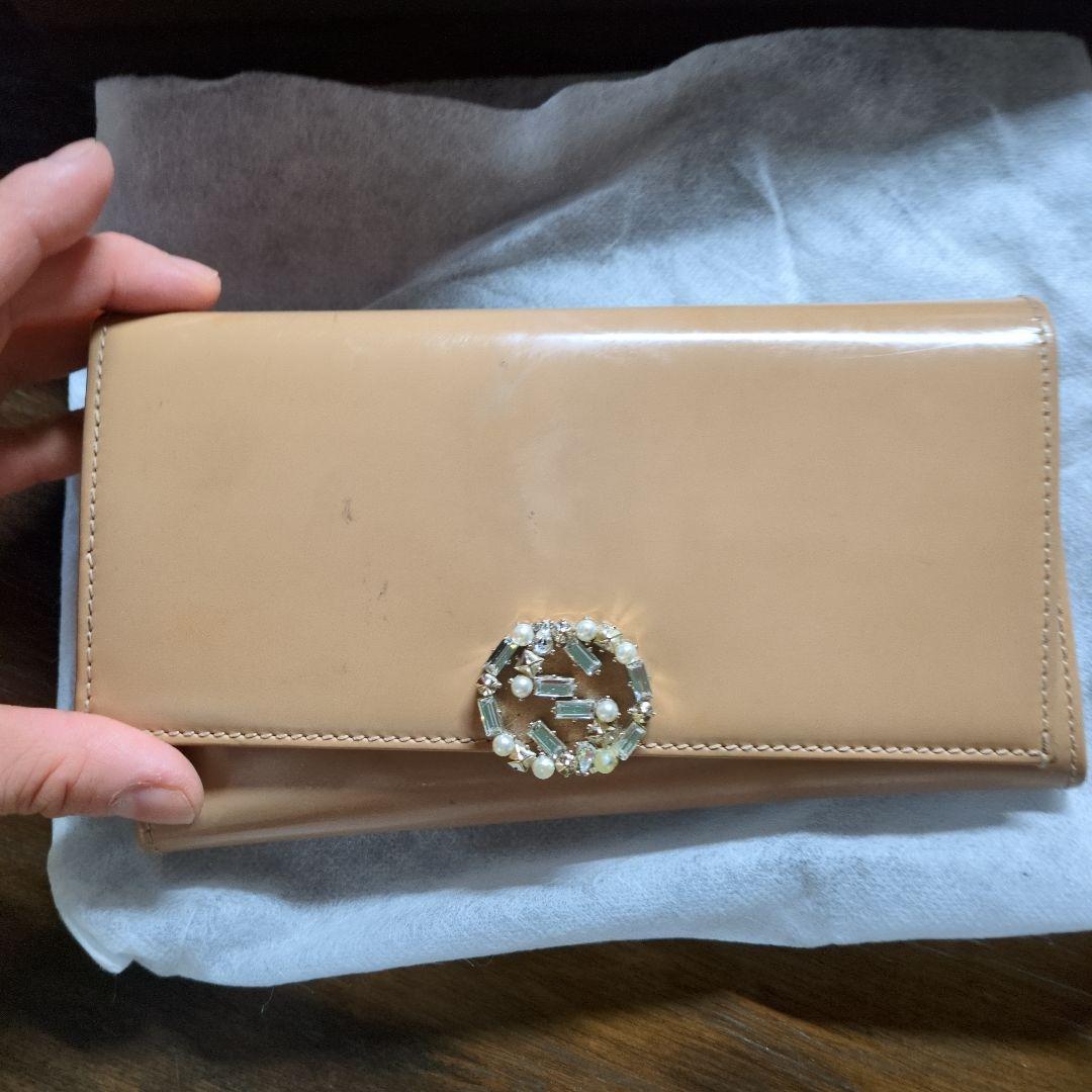 GUCCI 折り財布 ベージュ レザー