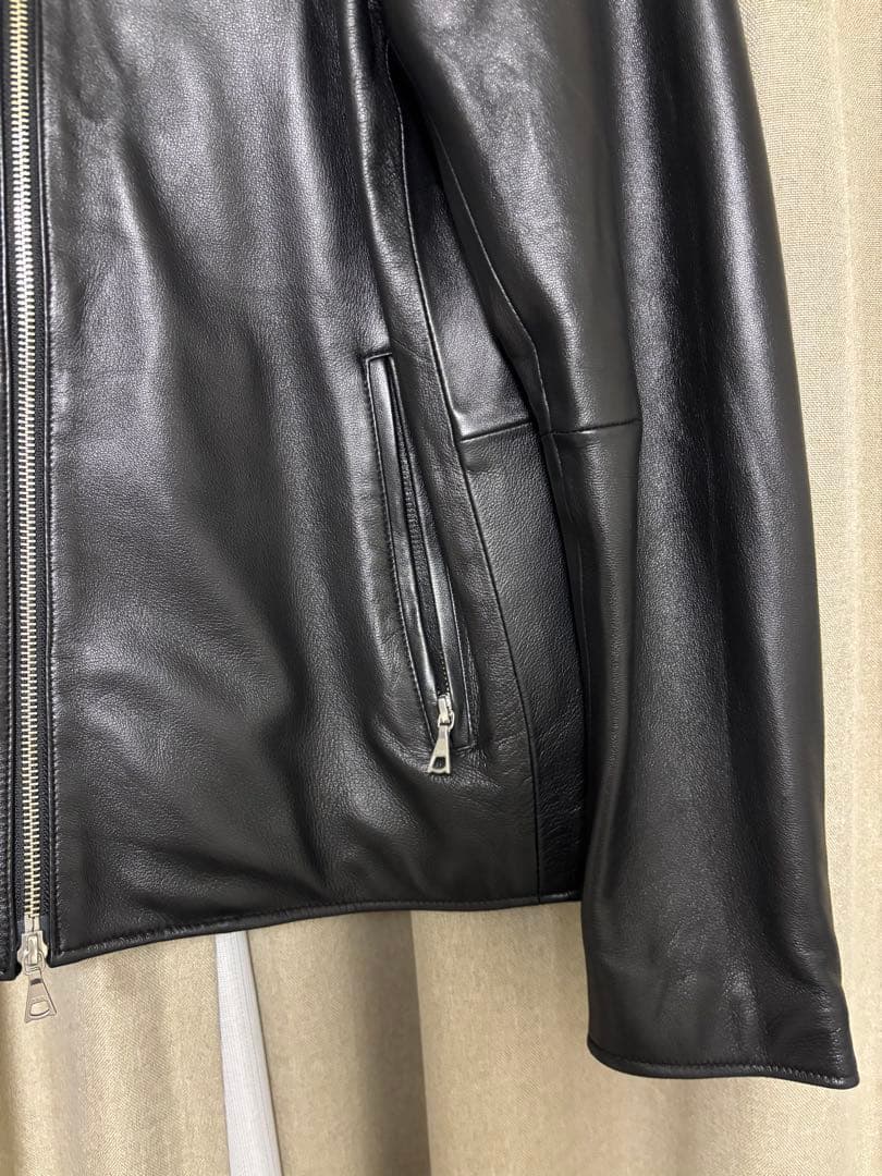 BEAMS HEART ブラックレザーシングルライダースジャケット XL BEAMS HEART ブラックレザーシングルライダースジャケット XL