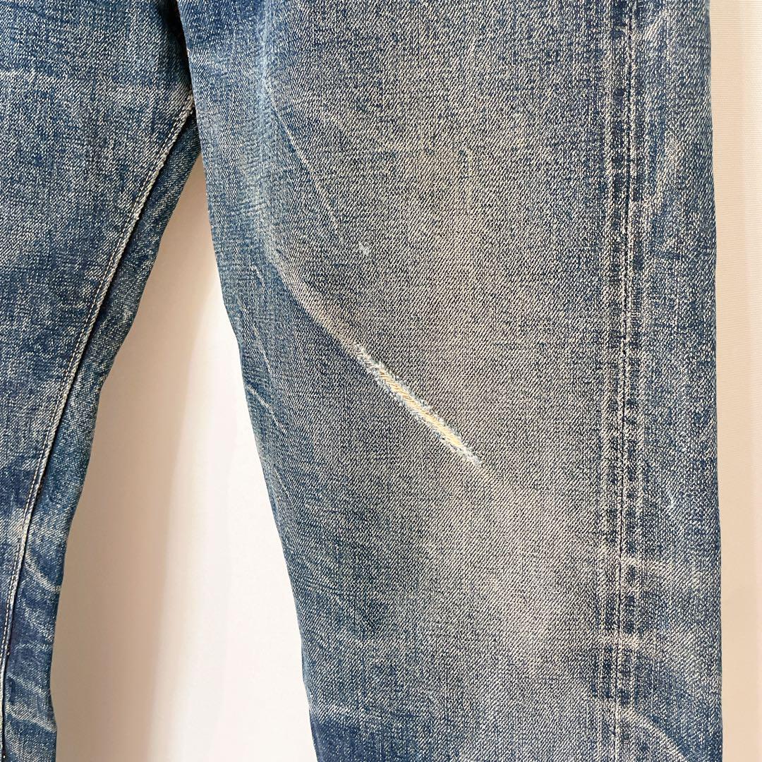 旧DENIME オリゾンティ 鬼ヒゲ ハチノス 両面 オフセット 赤耳 革パッチ
