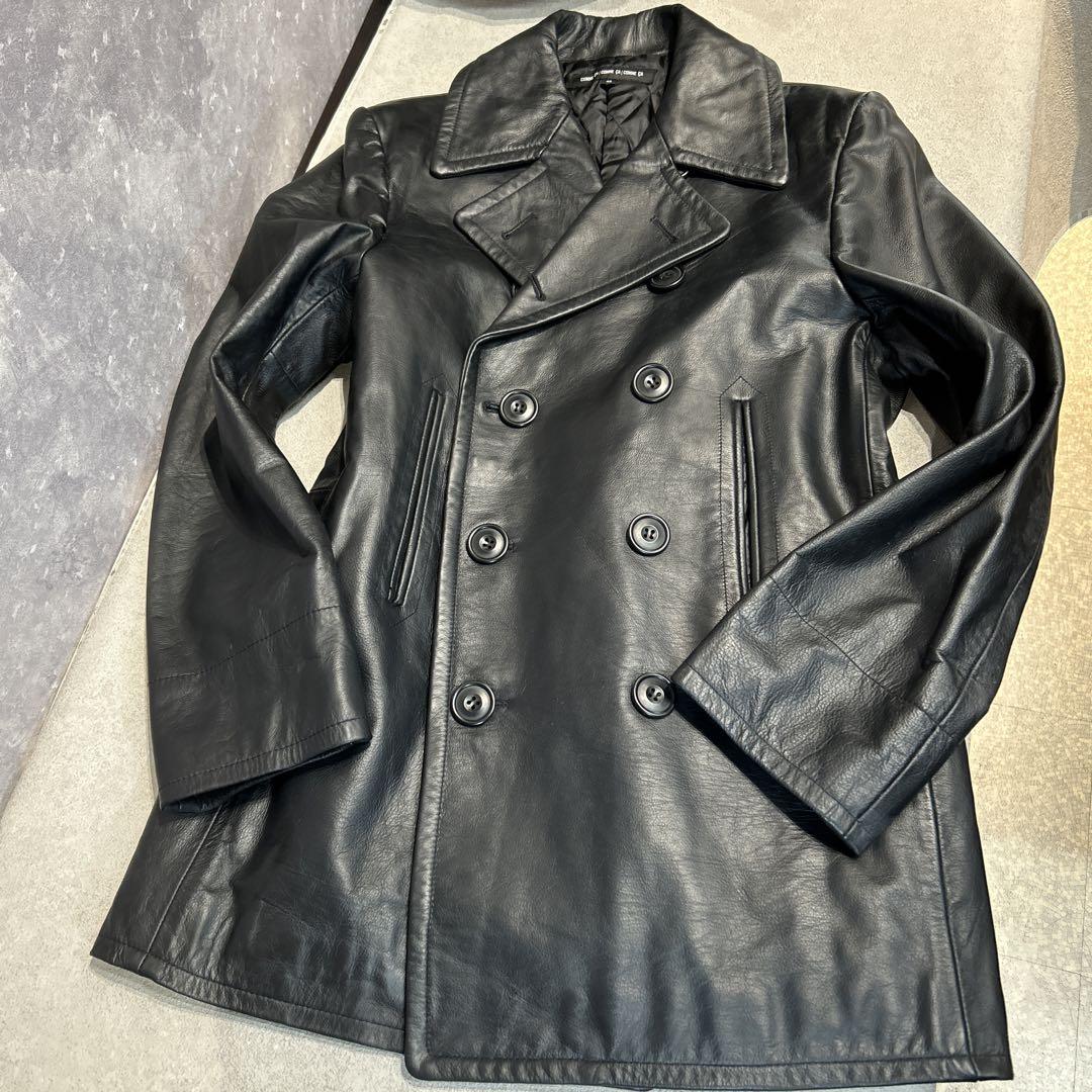 コムサ　ダブルブレストレザージャケット　ブラック　M最サイズ　美品