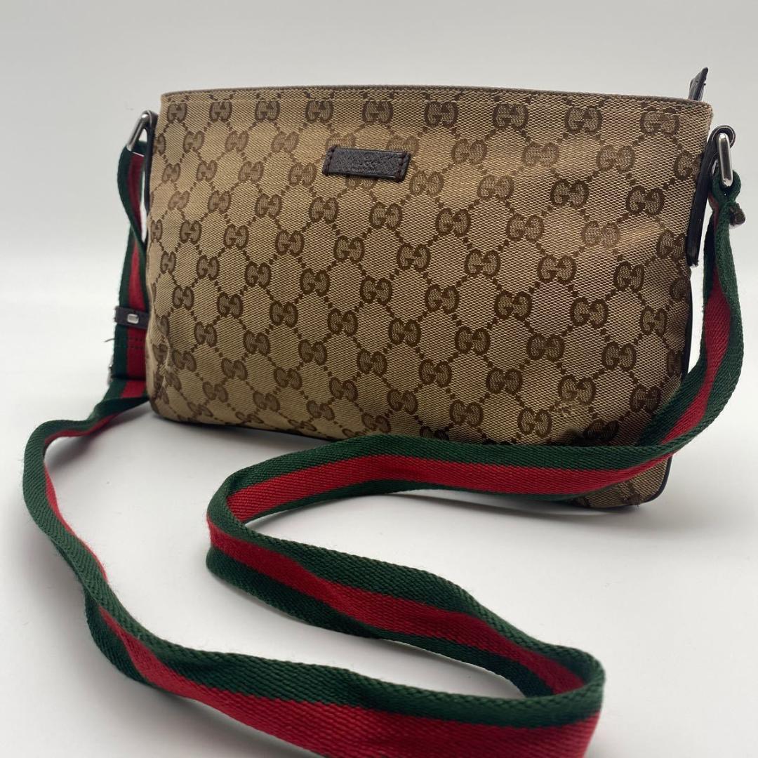 GUCCI ショルダーバッグ GGキャンバス  シェリーライン