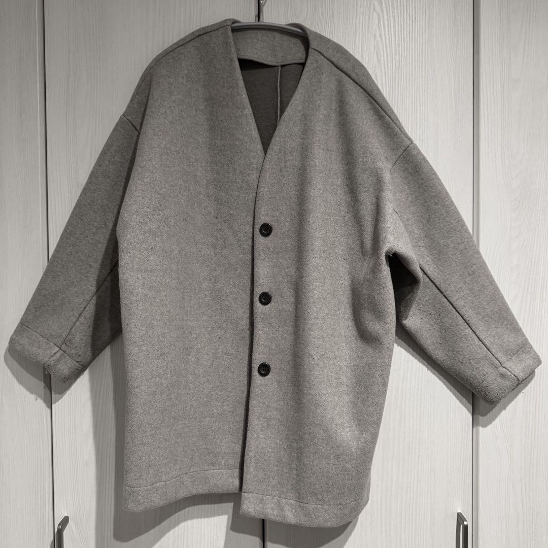 セレクトモカ ノーカラーカットメルトンミドルコート