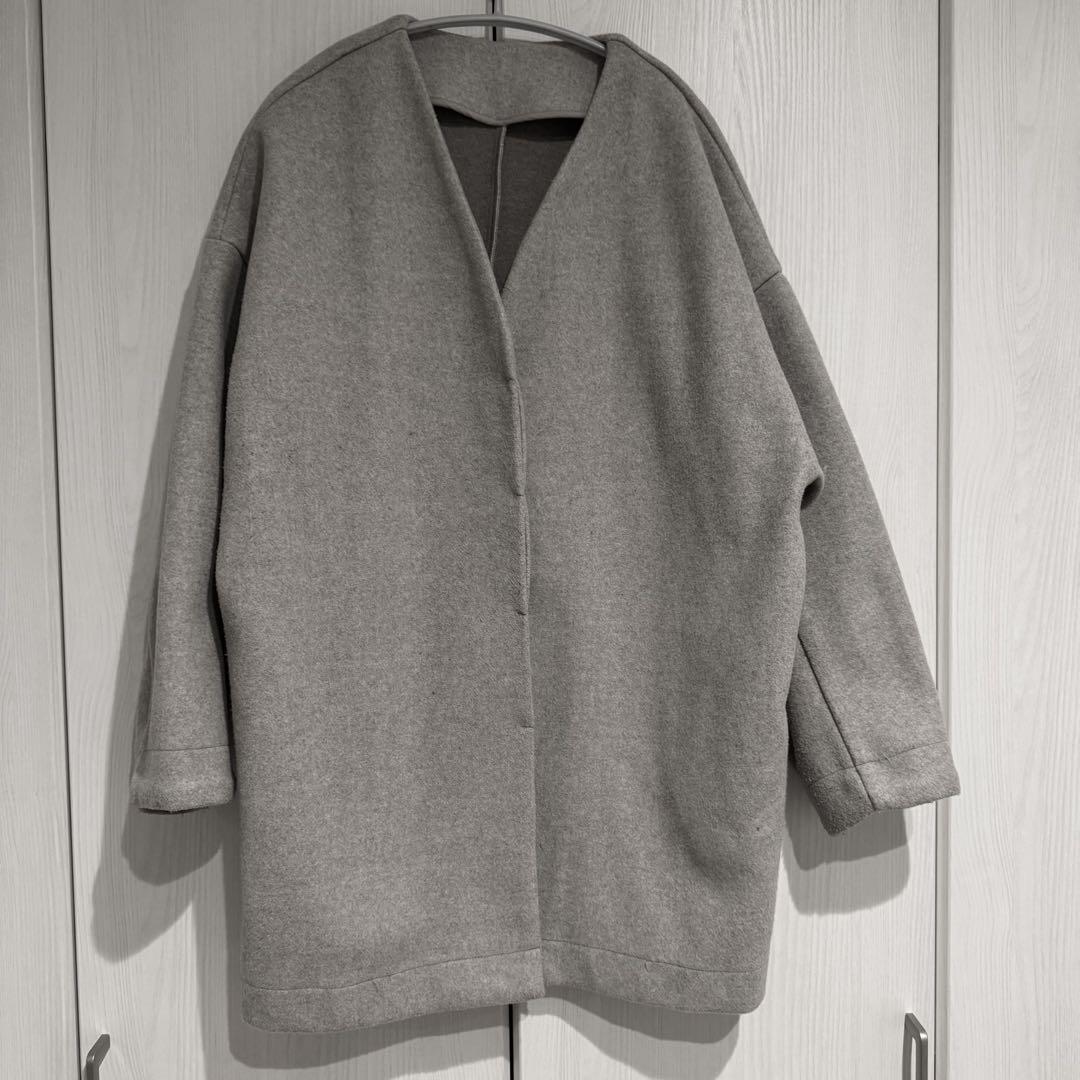 セレクトモカ ノーカラーカットメルトンミドルコート